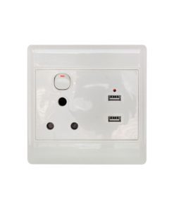 Single Electrical Plug + 2USB Ports