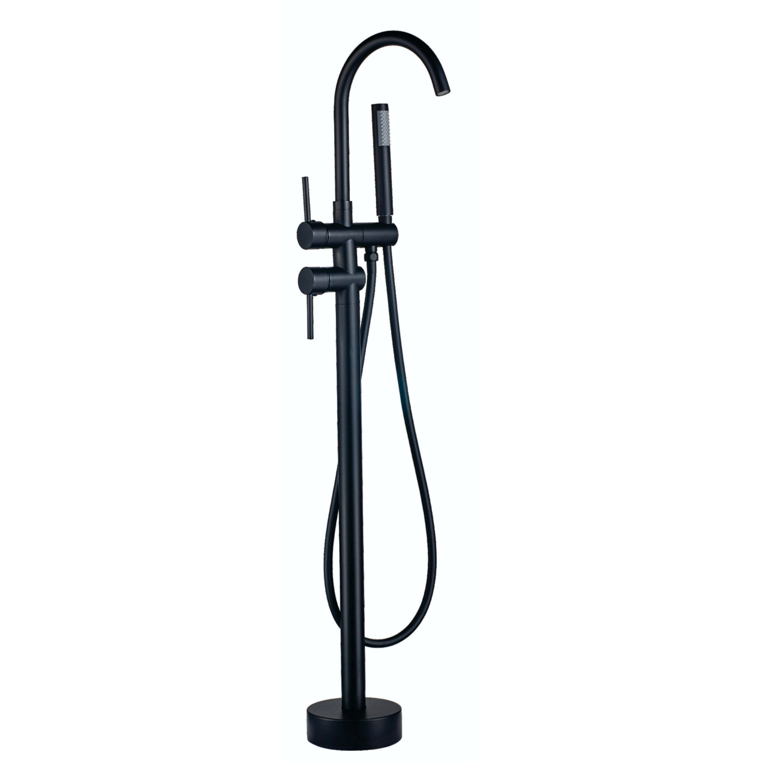 Bath Mixer Freestanding + Hand Shower Black