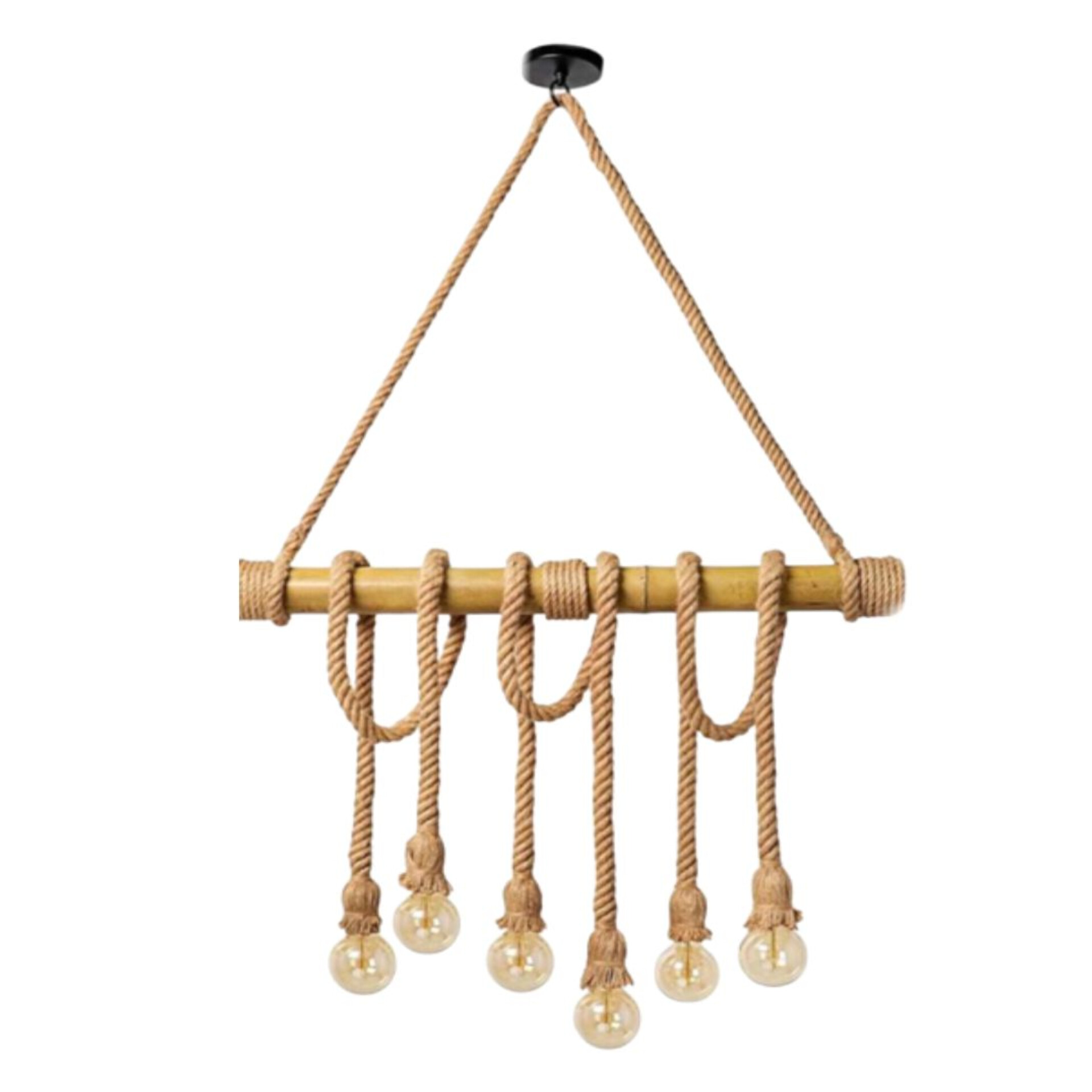 Pendant Light Rope Bamboo 6 Head
