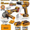 Ingco 20v Angle Grinder + Drill Kit