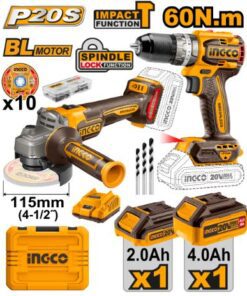 Ingco 20v Angle Grinder + Drill Kit