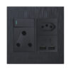 Electric Plug Single 1x3P + 1xEuro + USB 4x4 Matt Black