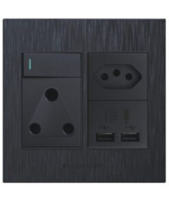 Electric Plug Single 1x3P + 1xEuro + USB 4x4 Matt Black