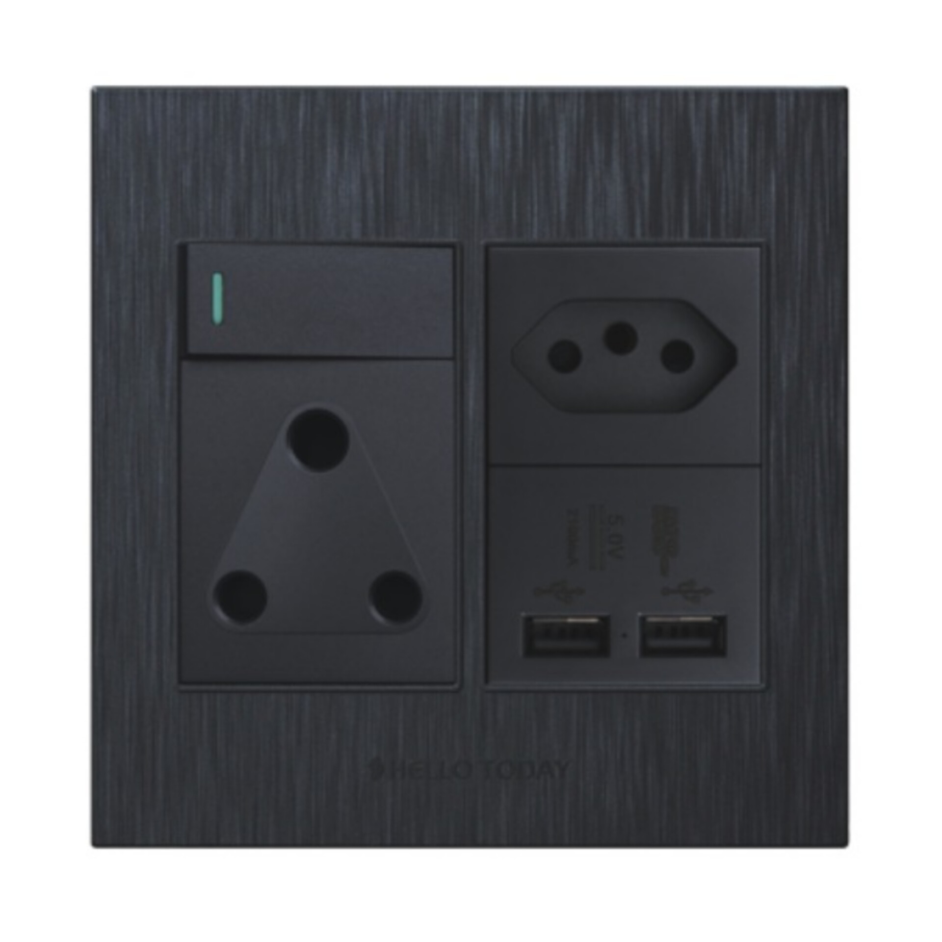Electric Plug Single 1x3P + 1xEuro + USB 4x4 Matt Black