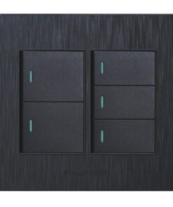 5 Lever 1 Way Light Switch 4x4 Matt Black