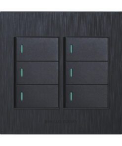 6 Lever 1 Way Light Switch 4x4 Matt Black
