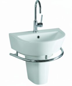Basin and Semi Pedestal with Towel Rack