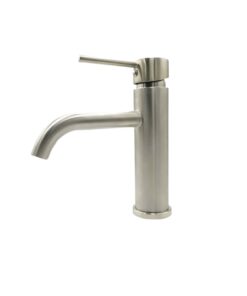 Sienna Short Basin Mixer - Brushed Stainless Steel